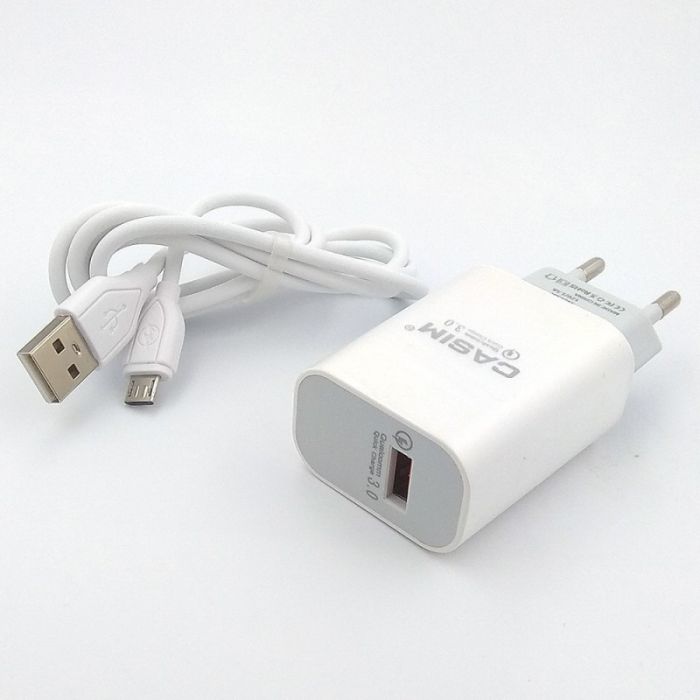 СЗУ CASIM Q701 2 в 1 Fast Charge MicroUSB + USB 3A