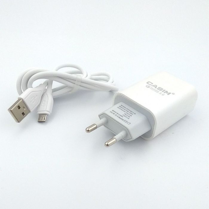 СЗУ CASIM Q701 2 в 1 Fast Charge MicroUSB + USB 3A