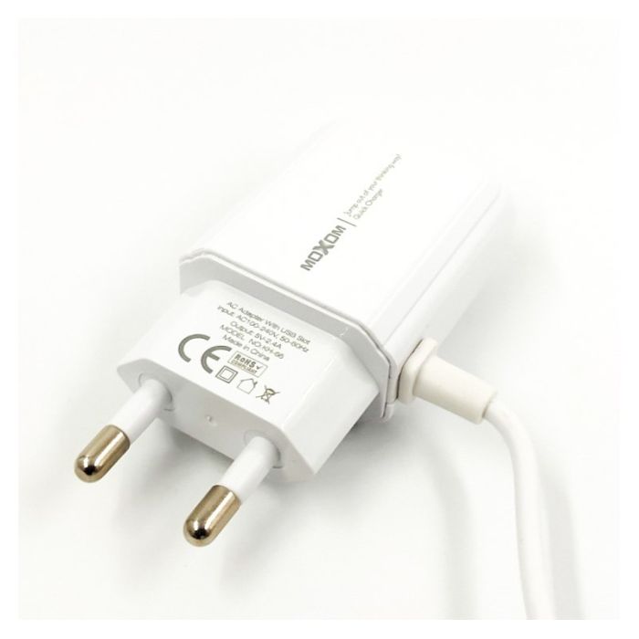 Сетевое зарядное устройство с проводом Micro USB + USB Moxom KH-66