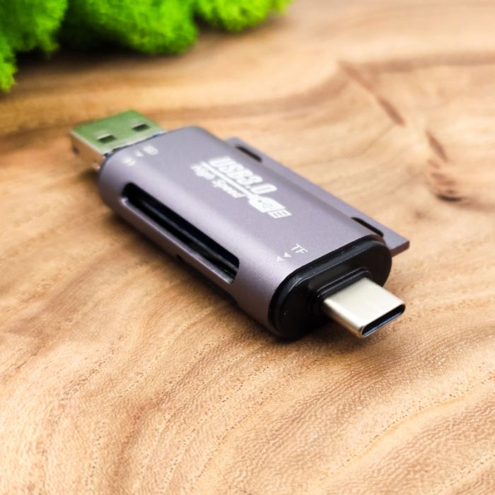 Универсальный картридер USB 3.0/ Micro-USB/ Type-C на SD/ MicroSD