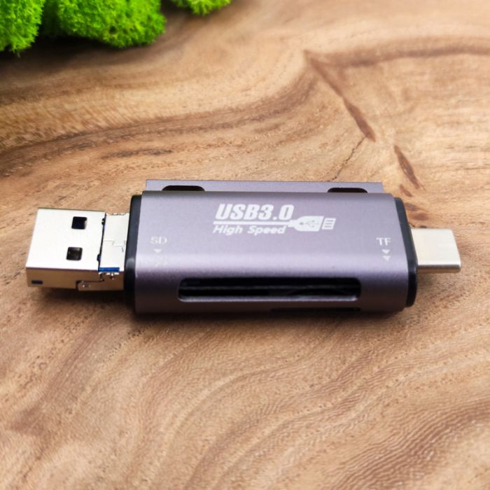 Универсальный картридер USB 3.0/ Micro-USB/ Type-C на SD/ MicroSD