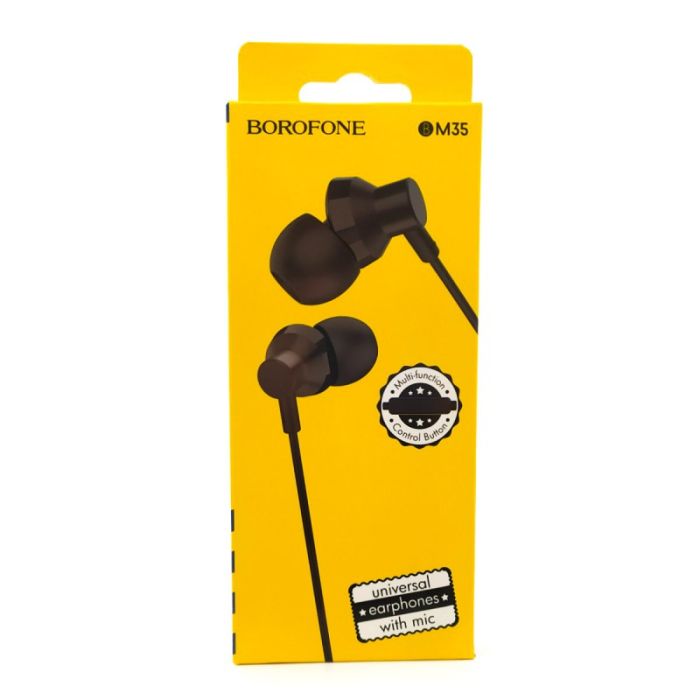 Вакуумные проводные наушники с микрофоном Borofone M35 Black