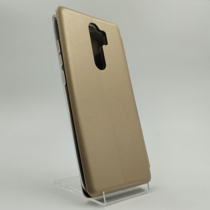 Кожаный противоударный чехол-книжка  WING Xiaomi Redmi Note8 pro gold