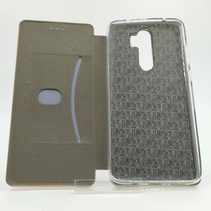 Кожаный противоударный чехол-книжка  WING Xiaomi Redmi Note8 pro gold